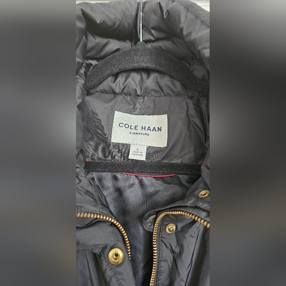 Cole Haan Signature Puffer Jacket Women's Medium Black Full Zip Down Filled Long - Picture 5 of 8
